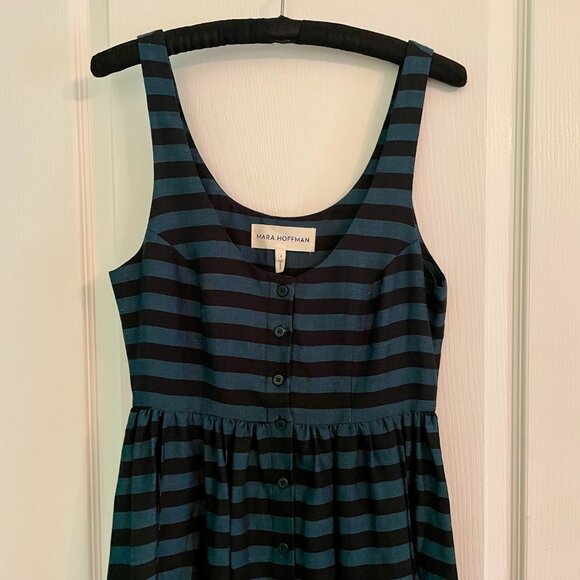 Mara Hoffman Annie button-down midi dress in indigo and black - Picture 4 of 7